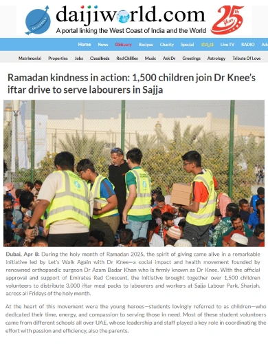 Ramadan kindness in action: 1,500 children join Dr Knee’s iftar drive to serve labourers in Sajja